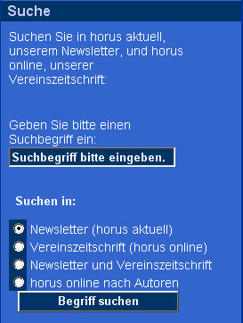 Beispiel für Optionen einer Suchfunktion: Klare Bezeichnungen für die Optionen (dvbs-online.de)